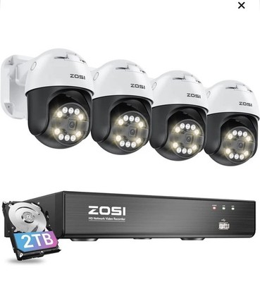 ZOSI C220 8CH 5MP 3K NVR PoE Security Camera System 4x4MP Dome IP Camera 2TB HDD