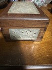 Vintage Chinese Japanese Wooden Box Jade Inlay Wooden Cover Has Crack — photo 5
