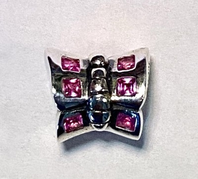 Chamilia BUTTERFLY PINK Swarovski Crystal & Sterling Silver 925 Charm Bead JB-2A