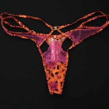 NEW Victoria's Secret Satin Strappy Lace Open Sides Thong String Panty MEDIUM