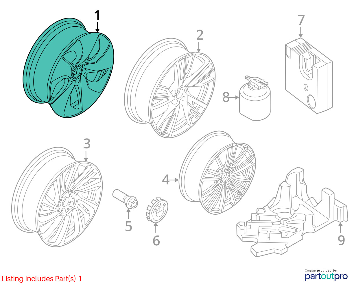 Factory OEM 20" Wheel Fits 2014-2020 BMW I8 36116853004
