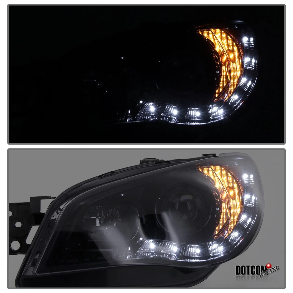 Fit 2006-2007 Subaru Impreza WRX LED Strip Projector Headlights Pair Black Smoke Foto 3 de 4