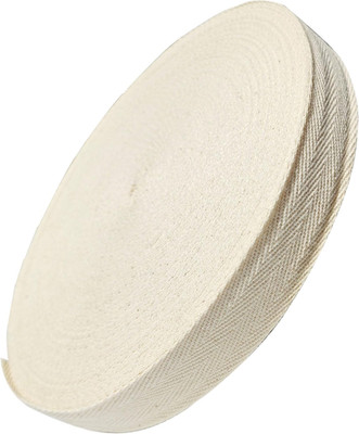 55 Yards 1/2 Inch Cotton Twill Tape Ribbon, Natural Beige Herringbone for Sewing