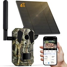 SYCAMTC 4G LTE Cellular Trail Camera with eSIM Card and Solar Panel, Deer Cam...