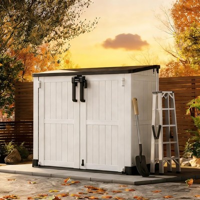 Outdoor Horizontal Resin Storage Box 36 Cu Ft with Lockable Doors, Portable O...