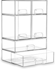 Stackable Storage Drawer Organizer Set of 6 for Bathroom Organizer Storage Cle