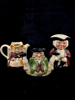 3er Set Tony Wood Staffordshire Charakter Teekannen Aron, William & Lady Krug.