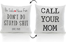 Call Your Mom Throw Pillow Covers 18x18 Inch, Funny College Dorm Decor Decorativ