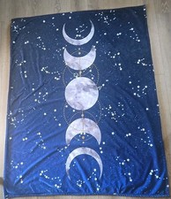 Spirit Halloween Tarot Moonphases Stars Soft Fleece Throw Blanket Blue 60"�48"