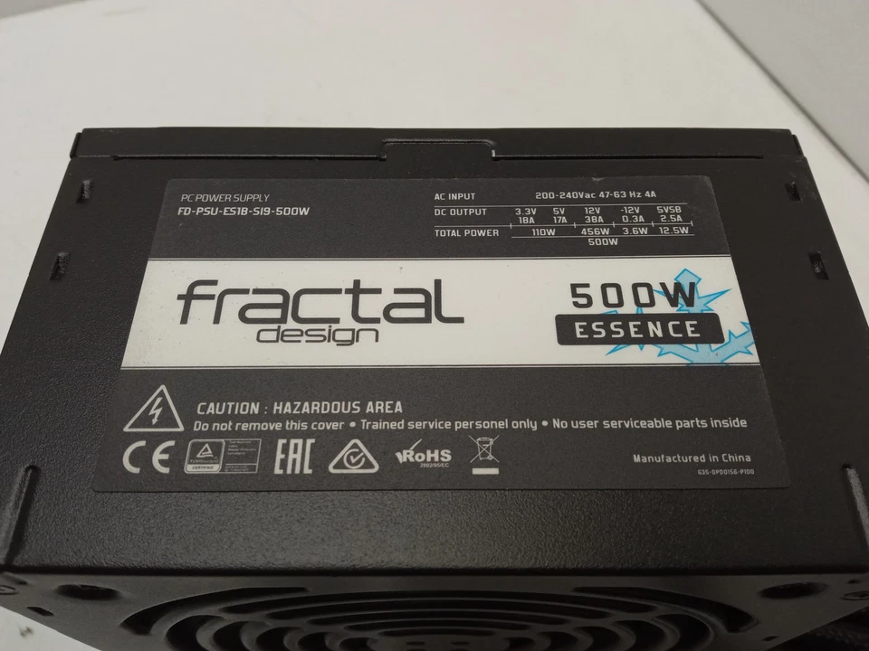 Fractal Design Essence 500W Power Supply Unit FD-PSU-ES1B-S19-500W - Image 3 of 3