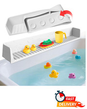 Silicone Bathtub Splash Guard for Kids with Suction Cups Toy Holder Shelf