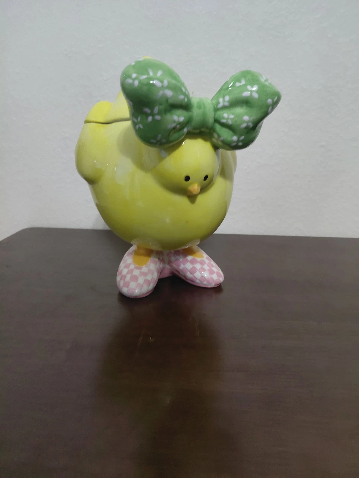 Ceramic Chick With Green Bow Canister