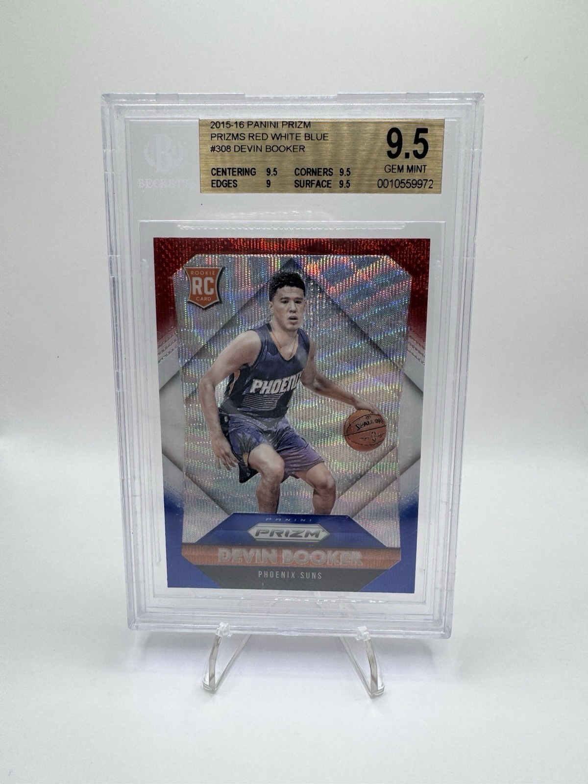 Panini 2015-16 Prizm Devin Booker #308 Red White Blue Rookie BGS 9.5