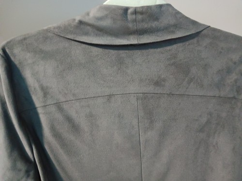 New Faux Suede Jacket Bagatelle Taupe Open Draped Front Size Small - Picture 5 of 9