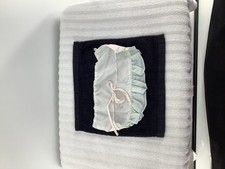 Vintage Ruffled Baby Bonnet Pastel Pink Green Blue Embroidered Tie Cap