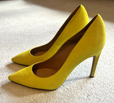 Whistles Cornel Suede Point Pump Yellow Pointed Toe Stiletto Court Heels - UK 8
