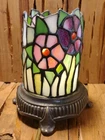 Vintage Amora Lighting Tiffany Style Floral Table Lamp 6.5" Stained Glass Works
