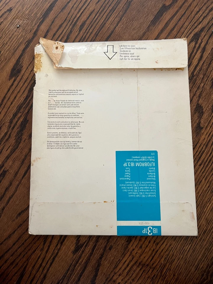 Papel de policontraste Ilford 8x10 G-3 4 hojas hecho en inglés paquete abierto usado Foto 3 de 4