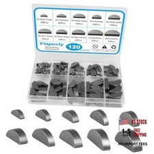 120pcs Kit, 10 Sizes Half Moon Keys Woodruff Key Assortment