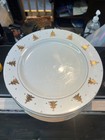 Set Of 4 Tienshan Golden Pines 10.5” Dinner Plates White With Gold Trees & Trim