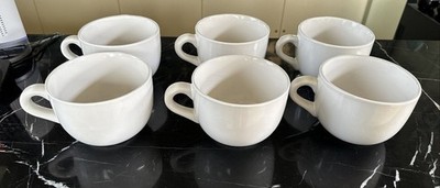 Pier 1 Café Au Lait Mugs Set of 6   Oversized White 16oz Coffee Soup Cups