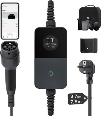 EV Ladekabel Elektroauto Typ 2 Schuko 3,7kW [1-phasig 7.5m 16A] Mobile Wallbox