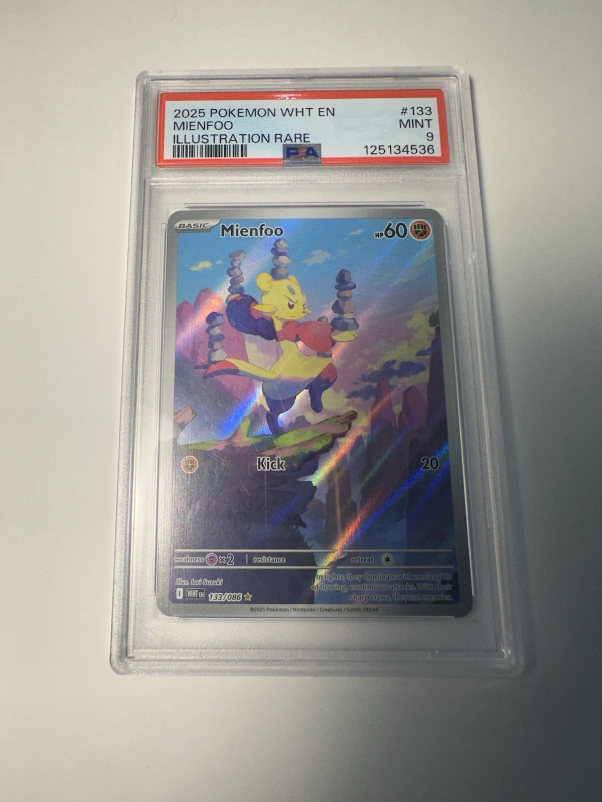 2025 POKEMON WHT EN-WHITE FLARE ILLUSTRATION RARE #133 MIENFOO PSA 9