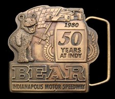 Ra08104 Nos Vintage 1980 Bear Alignment - 50 Years At Indy Racing Buckle