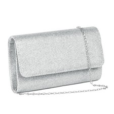 Evening Bag Clutch Purses, Rhinestones Purse Silver Sparkling Wedding Party Purs
