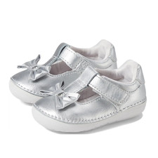 Stride Rite Baby Girls Ashtyn Mary Janes Size 3 Silver Toddler Shoes NIB