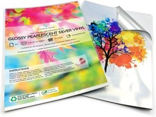 Evergreen Goods 10 Sheets A4 Glossy Silver Printable Stickers Vinyl  Water...