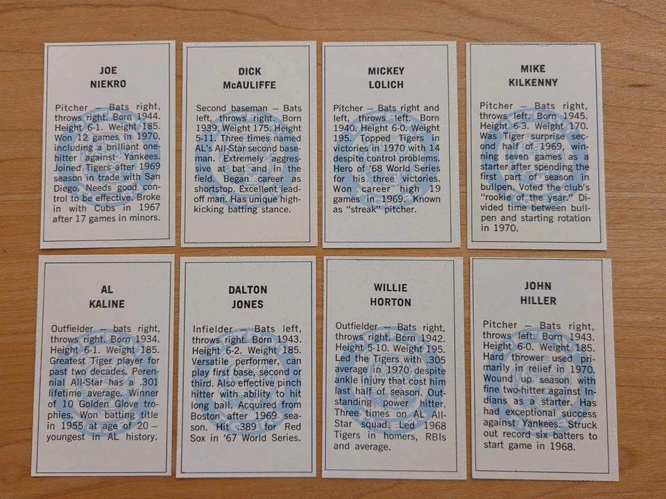 Conjunto de 24 estampillas de jugadores Dell Today Team 1971 de los Tigres de Detroit Kaline 8 grandes *WSC* Foto 4 de 4