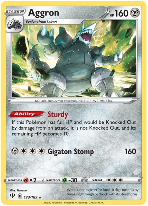 Aggron - 123/189 - Holo Rare - Near Mint