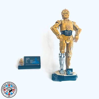 BRICK SOLUTIONS UK Wall Mount and Minifigure Holder for LEGO Star Wars (75398) C-3PO C3PO
