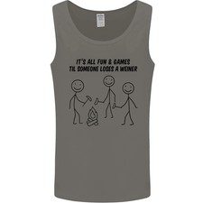 Divertida camiseta sin mangas chaleco camping Weiner para hombre