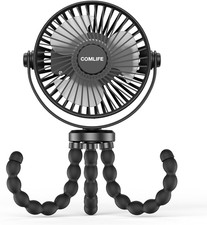 COMLIFE Baby Stroller Fan, Rechargeable Battery Operated, Max 10Hrs Cooling, 3 S