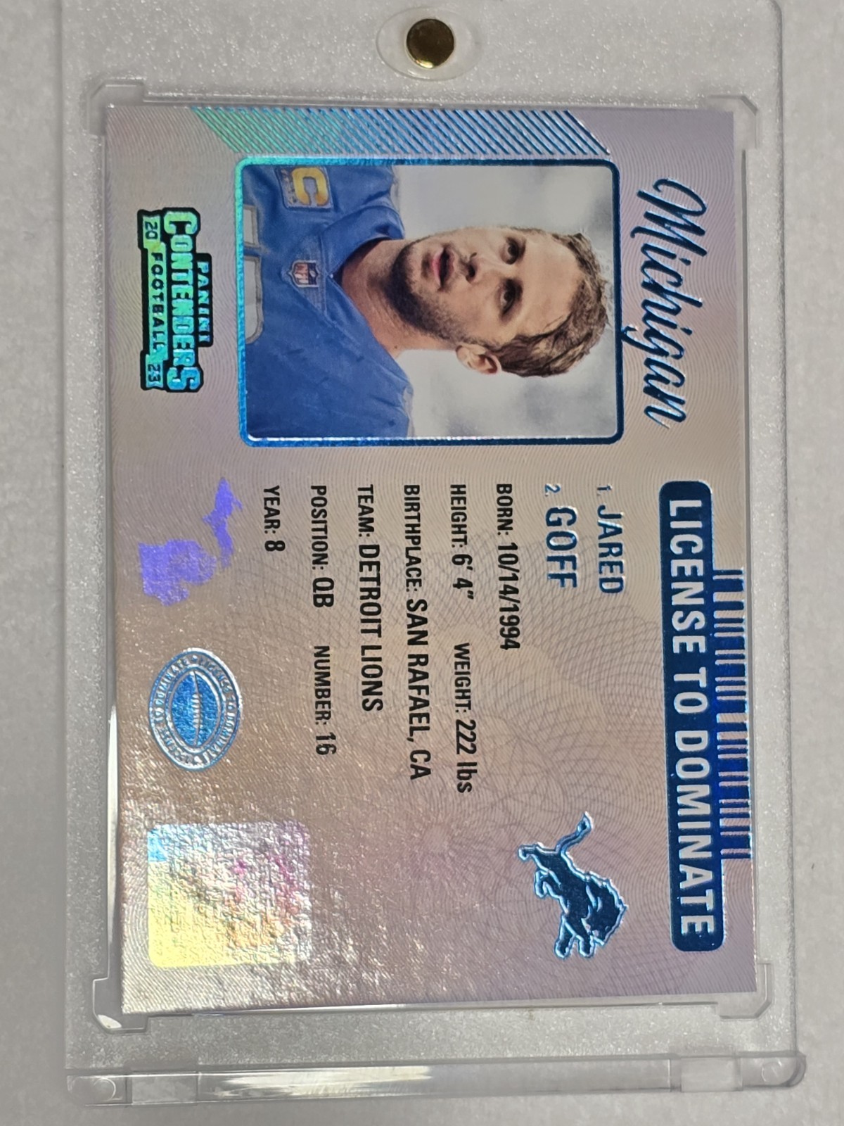 2023 Panini Contenders JARED GOFF License To Dominate #3 SSP CASE HIT Lions