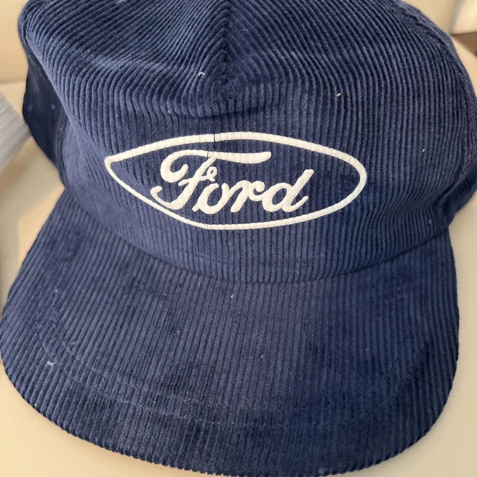 LOTE DE COLECCIÓN 2 gorras de béisbol Ford Motors azul blanco pana OSFA carreras de autos nuevas sin etiquetas Foto 2 de 4