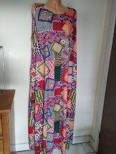 Multi Coloured Print Maxi Shift Dress with Pockets Size 4XL