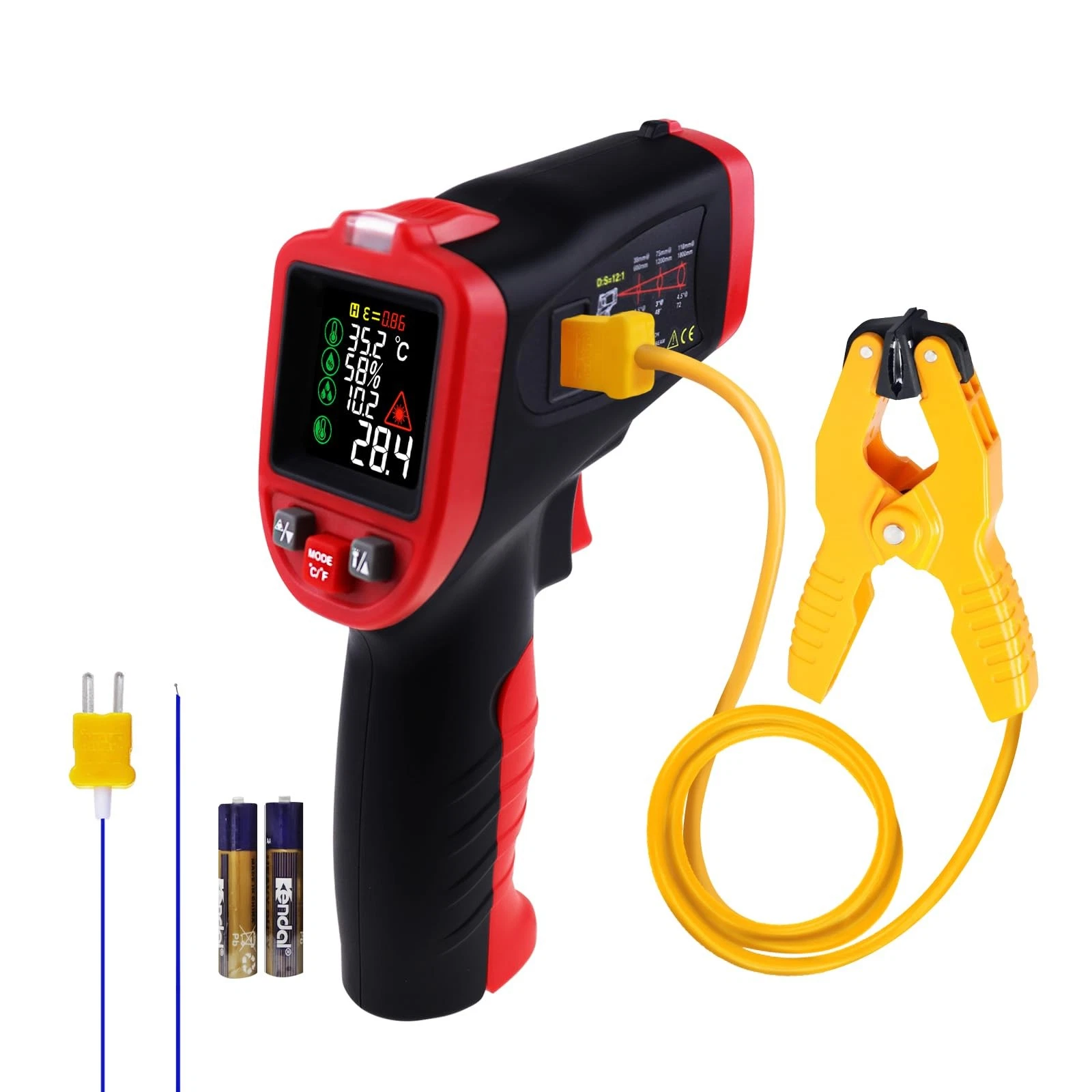 Infrared Thermometer IR Laser Temperature Gun 58°~1562°F with K-Type...