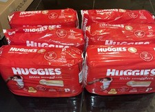 6 Packs Huggies Little Snugglers Diapers, Size Preemies Fits Up To 6 lbs, 180 pc