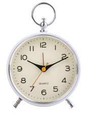 Analog Alarm Clock with Snooze Button, Retro Design and Lighting, White, 16x11 c