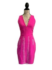 Lumier Flamboyant Flame Deep V Mini Dress Hot Pink NWT Sz S MSRP $170