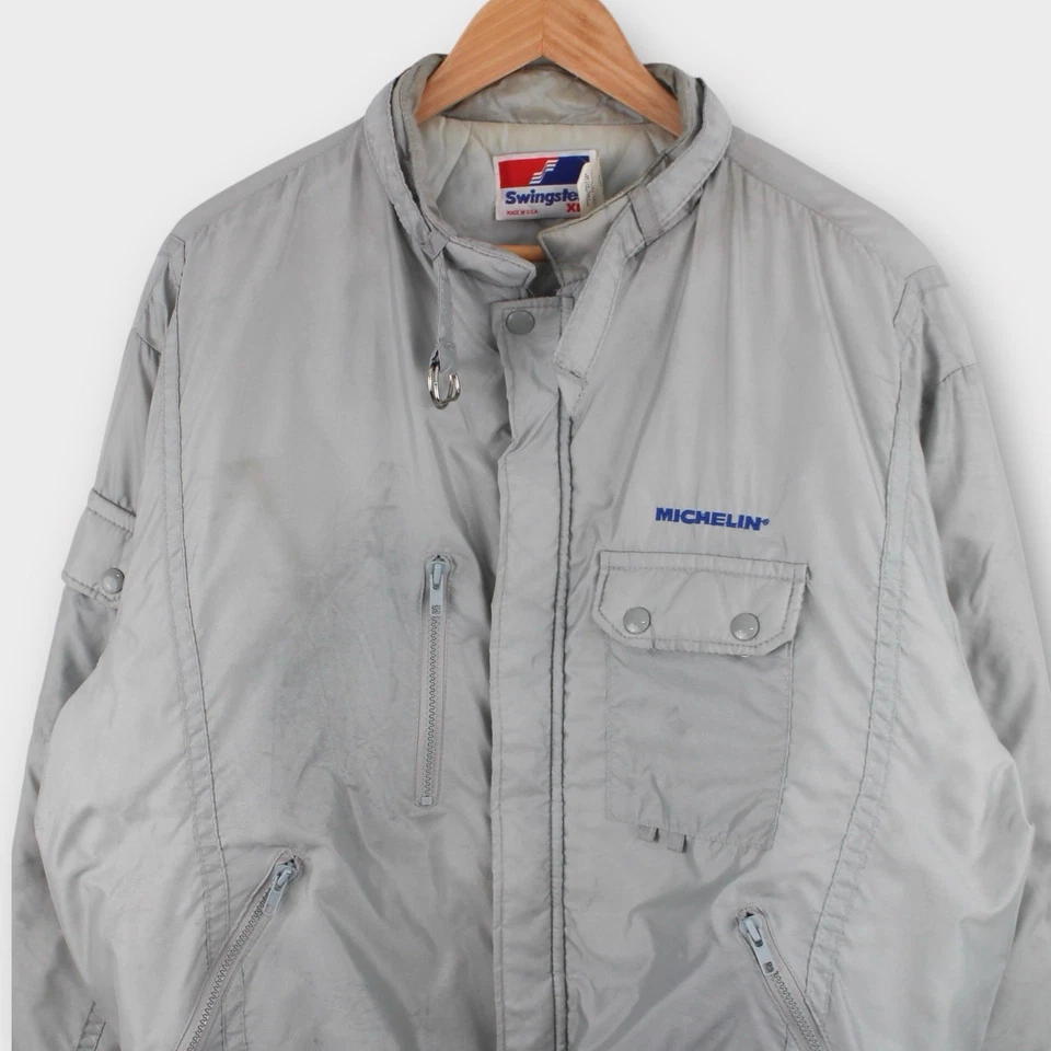 Vintage Michelin Men’s Swingster Bomber Jacket Size XL Silver Made In USA - Image 2 of 4