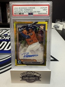 2024 Bowman Chrome Pascanel Ferreras 1st Prospect Auto Yellow Ref /75 PSA 9