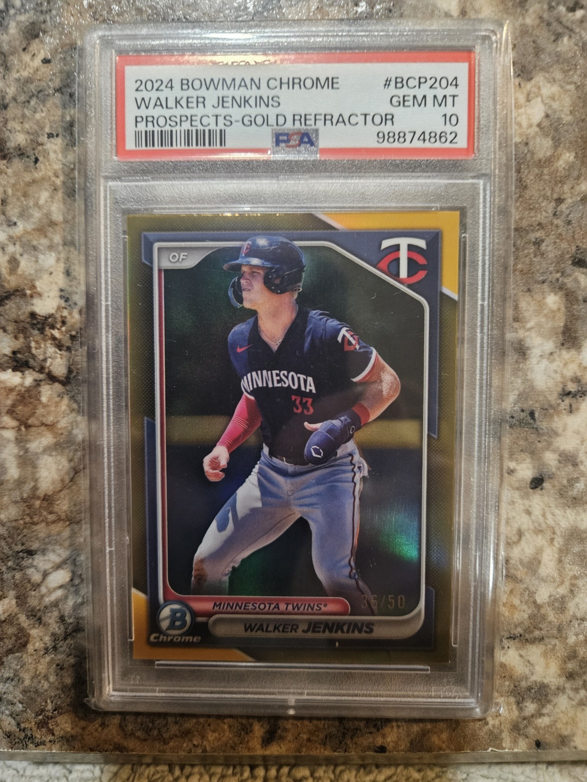 2024 Bowman Chrome - Prospects Walker Jenkins #BCP-204 Gold Refractor /50 (RC)