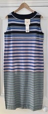 MARNI Uniqlo Women’s Blue Green Pink Striped Knit Sleeveless Dress L UK 14 EU 42