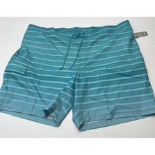 George Men's Striped Swim Trunks 3XL 3XG Quick Dry UPF 50 Aquacade Blue