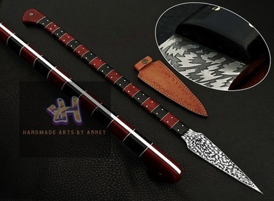 UBR CUSTOM HANDMADE D2 TOOL STEEL BOAR HUNTING SPEAR WITH MICARTA HANDLE