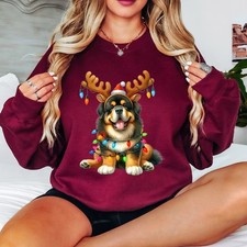 Christmas Rottweiler Dog Womens Sweatshirt Holiday Reindeer Ladies Jumper